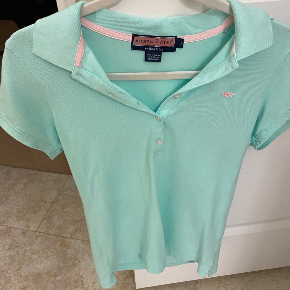 Vineyard Vines cotton polo shirt in mint color.